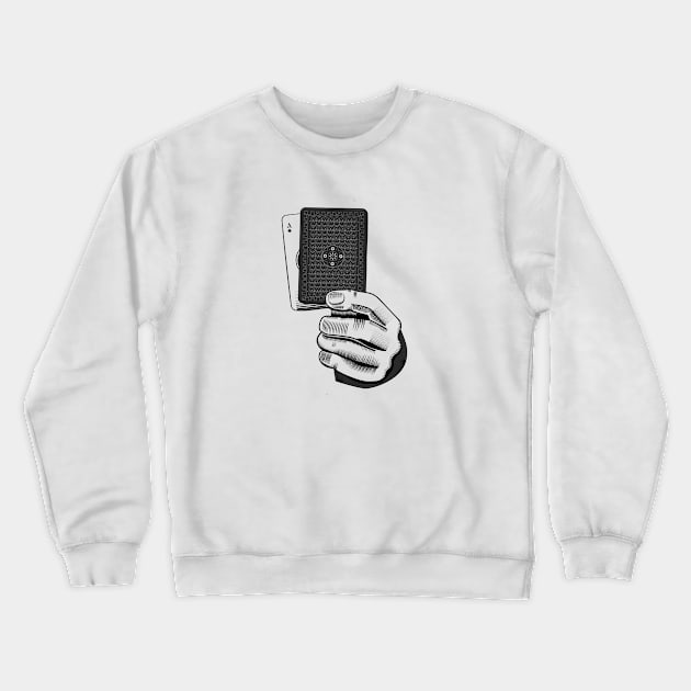 Gambling Poker holding Ace Crewneck Sweatshirt by PixelGraphy